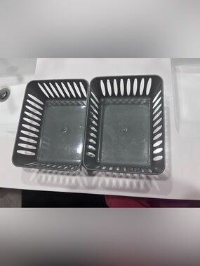 Set of 2 Plastic Storage Bins - Charcoal Gray